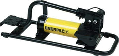 Enerpac - 2 Stage, 1" Piston Diam, 3/8 NPTF, 0.687 & 0.151 Cu In Per Stroke, Manual Hydraulic Pump - 38 Cu In Reservoir, 1" Piston Stroke, 200 psi First Stage, 10,000 psi Second Stage - Apex Tool & Supply