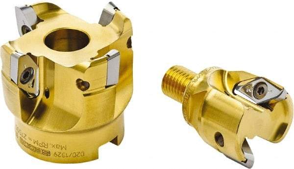 Seco - 80mm Cut Diam, 10mm Max Depth, 32mm Arbor Hole, 4 Inserts, VPGX 2206 Insert Style, Indexable Copy Face Mill - 25,000 Max RPM, 57mm High, Through Coolant - Apex Tool & Supply