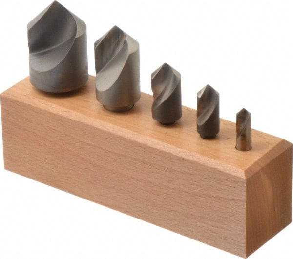 Keo - 5 Piece, 1/4 to 1" Head Diam, 90° Included Angle, Single End Countersink Set - Apex Tool & Supply