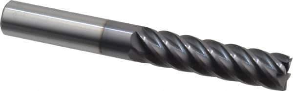 Accupro - 1/2", 2" LOC, 1/2" Shank Diam, 4" OAL, 6 Flute, Solid Carbide Square End Mill - Single End, AlTiN Finish, Spiral Flute, 40° Helix, Centercutting, Right Hand Cut, Right Hand Flute - Apex Tool & Supply