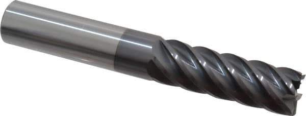 Accupro - 3/4", 2-1/4" LOC, 3/4" Shank Diam, 5" OAL, 6 Flute, Solid Carbide Square End Mill - Single End, AlTiN Finish, Spiral Flute, 40° Helix, Centercutting, Right Hand Cut, Right Hand Flute - Apex Tool & Supply