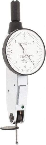 TESA Brown & Sharpe - 0.008 Inch Range, 0.0001 Inch Dial Graduation, Horizontal Dial Test Indicator - 1 Inch White Dial, 0-4-0 Dial Reading, Accurate to 0.0001 Inch - Apex Tool & Supply