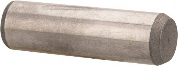 Made in USA - 3/8" Diam x 1-1/4" Pin Length 416 Stainless Steel Precision Dowel Pin - Passivated Finish, C 36-42 Hardness, 2 Beveled End - Apex Tool & Supply