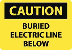 NMC - "Caution - Buried Electric Line Below", 10" Long x 14" Wide, Rigid Plastic Safety Sign - Rectangle, 0.05" Thick, Use for Accident Prevention - Apex Tool & Supply