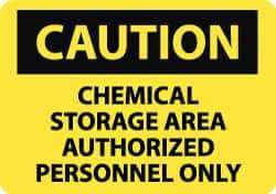 NMC - "Caution - Chemical Storage Area - Authorized Personnel Only", 10" Long x 14" Wide, Rigid Plastic Safety Sign - Rectangle, 0.05" Thick, Use for Hazardous Materials - Apex Tool & Supply