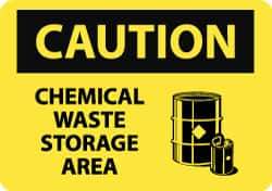 NMC - "Caution - Chemical Waste Storage Area", 10" Long x 14" Wide, Rigid Plastic Safety Sign - Rectangle, 0.05" Thick, Use for Hazardous Materials - Apex Tool & Supply