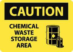 NMC - "Caution - Chemical Waste Storage Area", 10" Long x 14" Wide, Rigid Plastic Safety Sign - Rectangle, 0.05" Thick, Use for Hazardous Materials - Apex Tool & Supply