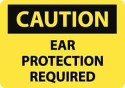NMC - "Caution - Ear Protection Required", 10" Long x 14" Wide, Rigid Plastic Safety Sign - Rectangle, 0.05" Thick, Use for Accident Prevention - Apex Tool & Supply