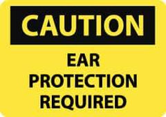 NMC - "Caution - Ear Protection Required", 10" Long x 14" Wide, Rigid Plastic Safety Sign - Rectangle, 0.05" Thick, Use for Accident Prevention - Apex Tool & Supply
