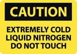 NMC - "Caution - Extremely Cold Liquid Nitrogen - Do Not Touch", 10" Long x 14" Wide, Rigid Plastic Safety Sign - Rectangle, 0.05" Thick, Use for Hazardous Materials - Apex Tool & Supply