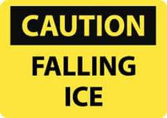 NMC - "Caution - Falling Ice", 10" Long x 14" Wide, Rigid Plastic Safety Sign - Rectangle, 0.05" Thick, Use for Accident Prevention - Apex Tool & Supply