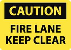 NMC - "Caution - Fire Lane - Keep Clear", 10" Long x 14" Wide, Pressure-Sensitive Vinyl Safety Sign - Rectangle, 0.004" Thick, Use for Accident Prevention - Apex Tool & Supply