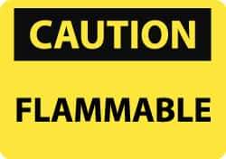 NMC - "Caution - Flammable", 10" Long x 14" Wide, Rigid Plastic Safety Sign - Rectangle, 0.05" Thick, Use for Hazardous Materials - Apex Tool & Supply