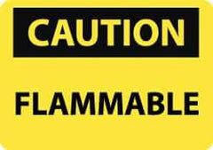 NMC - "Caution - Flammable", 10" Long x 14" Wide, Pressure-Sensitive Vinyl Safety Sign - Rectangle, 0.004" Thick, Use for Hazardous Materials - Apex Tool & Supply