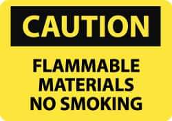 NMC - "Caution - Flammable Materials - No Smoking", 10" Long x 14" Wide, Rigid Plastic Safety Sign - Rectangle, 0.05" Thick, Use for Hazardous Materials - Apex Tool & Supply