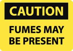 NMC - "Caution - Fumes May Be Present", 10" Long x 14" Wide, Rigid Plastic Safety Sign - Rectangle, 0.05" Thick, Use for Hazardous Materials - Apex Tool & Supply