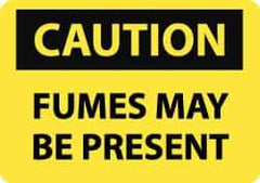 NMC - "Caution - Fumes May Be Present", 10" Long x 14" Wide, Rigid Plastic Safety Sign - Rectangle, 0.05" Thick, Use for Hazardous Materials - Apex Tool & Supply