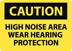 NMC - "Caution - High Noise Area - Wear Hearing Protection", 10" Long x 14" Wide, Rigid Plastic Safety Sign - Rectangle, 0.05" Thick, Use for Accident Prevention - Apex Tool & Supply