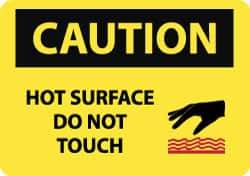 NMC - "Caution - Hot Surface - Do Not Touch", 10" Long x 14" Wide, Rigid Plastic Safety Sign - Rectangle, 0.05" Thick, Use for Hazardous Materials - Apex Tool & Supply