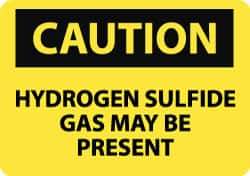 NMC - "Caution - Hydrogen Sulfide Gas May Be Present", 10" Long x 14" Wide, Pressure-Sensitive Vinyl Safety Sign - Rectangle, 0.004" Thick, Use for Hazardous Materials - Apex Tool & Supply