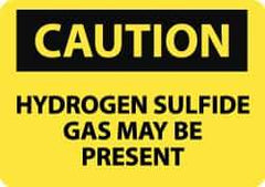 NMC - "Caution - Hydrogen Sulfide Gas May Be Present", 10" Long x 14" Wide, Rigid Plastic Safety Sign - Rectangle, 0.05" Thick, Use for Hazardous Materials - Apex Tool & Supply