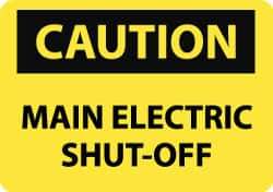 NMC - "Caution - Main Electric Shut-Off", 10" Long x 14" Wide, Rigid Plastic Safety Sign - Rectangle, 0.05" Thick, Use for Accident Prevention - Apex Tool & Supply