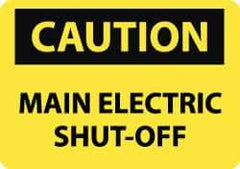 NMC - "Caution - Main Electric Shut-Off", 10" Long x 14" Wide, Rigid Plastic Safety Sign - Rectangle, 0.05" Thick, Use for Accident Prevention - Apex Tool & Supply