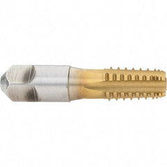 Hertel - 1/4-18 NPT, 5 Flutes, TiN Coated, High Speed Steel, Interrupted Thread Pipe Tap - Regular Hook - Apex Tool & Supply