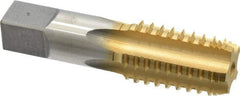 Hertel - 1/2-14 NPT, 5 Flutes, TiN Coated, High Speed Steel, Interrupted Thread Pipe Tap - Regular Hook - Apex Tool & Supply