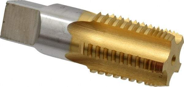 Hertel - 1 - 11-1/2 NPT, 5 Flutes, TiN Coated, High Speed Steel, Interrupted Thread Pipe Tap - Regular Hook - Apex Tool & Supply