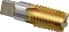 Hertel - 1 - 11-1/2 NPT, 5 Flutes, TiN Coated, High Speed Steel, Interrupted Thread Pipe Tap - Regular Hook - Apex Tool & Supply