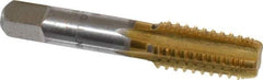Hertel - 1/8-27 NPTF, 5 Flutes, TiN Coated, High Speed Steel, Interrupted Thread Pipe Tap - Regular Hook - Apex Tool & Supply