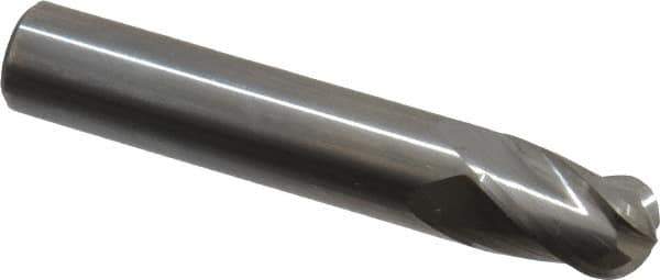 Hertel - 7/16" Diam, 5/8" LOC, 4 Flute Solid Carbide Ball End Mill - Uncoated, Single End, 2-1/2" OAL, 7/16" Shank Diam - Apex Tool & Supply