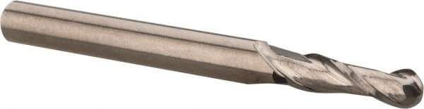 Hertel - 7/16" Diam, 2" LOC, 2 Flute Solid Carbide Ball End Mill - AlTiN Finish, Single End, 4" OAL, 7/16" Shank Diam, Spiral Flute - Apex Tool & Supply