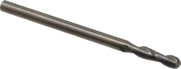 Hertel - 3/8" Diam, 1-1/2" LOC, 2 Flute Solid Carbide Ball End Mill - Uncoated, Single End, 6" OAL, 3/8" Shank Diam - Apex Tool & Supply