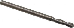Hertel - 3/8" Diam, 1-1/2" LOC, 2 Flute Solid Carbide Ball End Mill - Uncoated, Single End, 6" OAL, 3/8" Shank Diam - Apex Tool & Supply