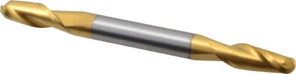 Hertel - 1/4" Diam, 5/8" LOC, 2 Flute Solid Carbide Ball End Mill - TiN Finish, Double End, 3" OAL, 1/4" Shank Diam - Apex Tool & Supply