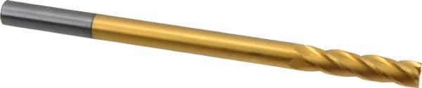 Hertel - 3/8", 1-1/2" LOC, 3/8" Shank Diam, 6" OAL, 4 Flute, Solid Carbide Square End Mill - Single End, TiN Finish, Spiral Flute, 30° Helix, Centercutting, Right Hand Cut, Right Hand Flute - Apex Tool & Supply