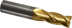 Hertel - 11/16", 1-3/8" LOC, 3/4" Shank Diam, 4" OAL, 4 Flute, Solid Carbide Square End Mill - Single End, TiN Finish, Spiral Flute, 30° Helix, Centercutting, Right Hand Cut - Apex Tool & Supply