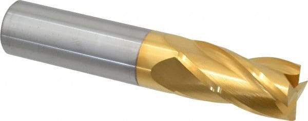 Hertel - 3/4", 1-1/2" LOC, 3/4" Shank Diam, 4" OAL, 4 Flute, Solid Carbide Square End Mill - Single End, TiN Finish, Spiral Flute, 30° Helix, Centercutting, Right Hand Cut - Apex Tool & Supply