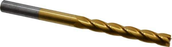 Hertel - 7/16", 3" LOC, 7/16" Shank Diam, 6" OAL, 4 Flute, Solid Carbide Square End Mill - Single End, TiN Finish, Spiral Flute, 30° Helix, Centercutting, Right Hand Cut - Apex Tool & Supply