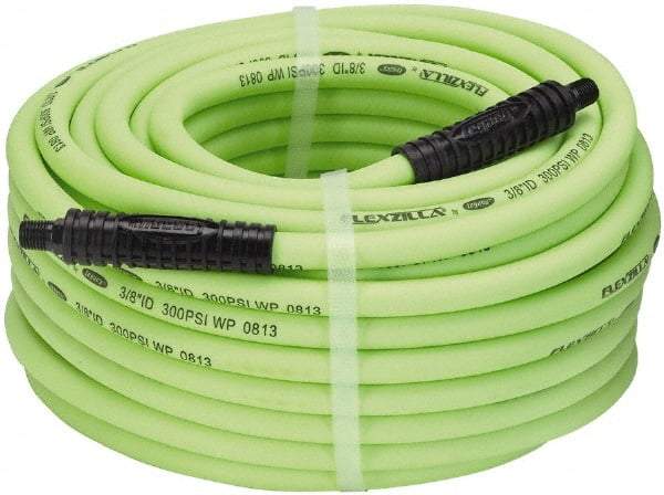 Legacy - 3/8" ID x 0.61" OD 100' Long Multipurpose Air Hose - MNPT x MNPT Ends, 300 Working psi, 140°, 1/4" Fitting, Green - Apex Tool & Supply