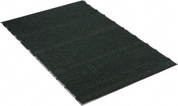 PRO-SAFE - 6 Ft. Long x 4 Ft. Wide, Poly Blended Carpet Surface, Ribbed Entrance Matting - 5/16 Inch Thick, Indoor, Medium Traffic, Vinyl, Green - Apex Tool & Supply