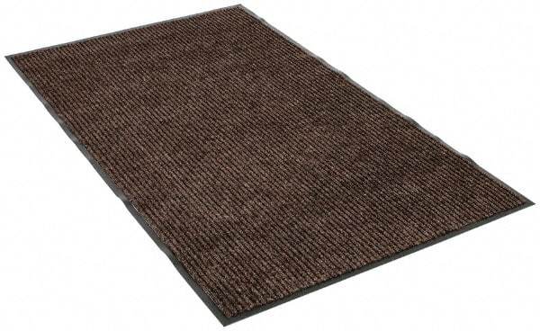 PRO-SAFE - 5 Ft. Long x 3 Ft. Wide, Poly Blended Carpet Surface, Ribbed Entrance Matting - 5/16 Inch Thick, Indoor, Medium Traffic, Vinyl, Brown - Apex Tool & Supply