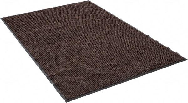 PRO-SAFE - 6 Ft. Long x 4 Ft. Wide, Poly Blended Carpet Surface, Ribbed Entrance Matting - 5/16 Inch Thick, Indoor, Medium Traffic, Vinyl, Brown - Apex Tool & Supply