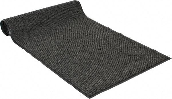 PRO-SAFE - 10 Ft. Long x 3 Ft. Wide, Poly Blended Carpet Surface, Ribbed Entrance Matting - 5/16 Inch Thick, Indoor, Medium Traffic, Vinyl, Gray - Apex Tool & Supply