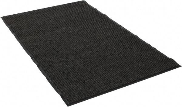 PRO-SAFE - 5 Ft. Long x 3 Ft. Wide, Poly Blended Carpet Surface, Ribbed Entrance Matting - 5/16 Inch Thick, Indoor, Medium Traffic, Vinyl, Gray - Apex Tool & Supply