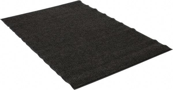 PRO-SAFE - 6 Ft. Long x 4 Ft. Wide, Poly Blended Carpet Surface, Ribbed Entrance Matting - 5/16 Inch Thick, Indoor, Medium Traffic, Vinyl, Gray - Apex Tool & Supply