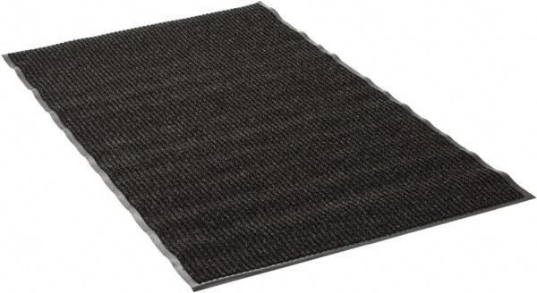 PRO-SAFE - 5 Ft. Long x 3 Ft. Wide, Poly Blended Carpet Surface, Ribbed Entrance Matting - 5/16 Inch Thick, Indoor, Medium Traffic, Vinyl, Black - Apex Tool & Supply