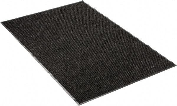 PRO-SAFE - 6 Ft. Long x 4 Ft. Wide, Poly Blended Carpet Surface, Ribbed Entrance Matting - 5/16 Inch Thick, Indoor, Medium Traffic, Vinyl, Black - Apex Tool & Supply